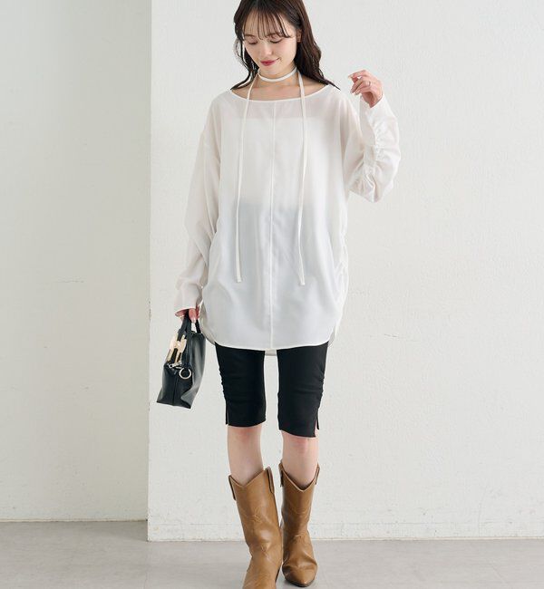  「サイドギャザーＴブラウス」|シャツ・ブラウス|