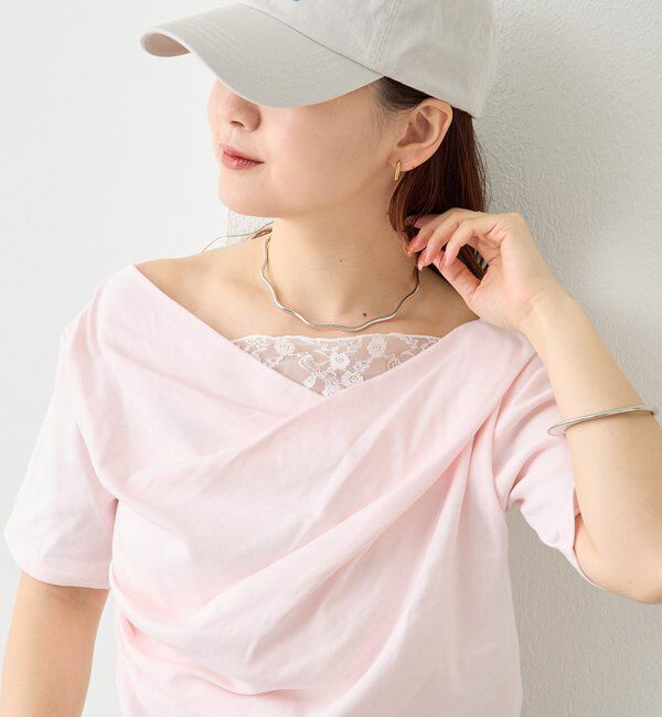  「レースドッキングオフショル半袖Tシャツ」|Tシャツ・カットソー|