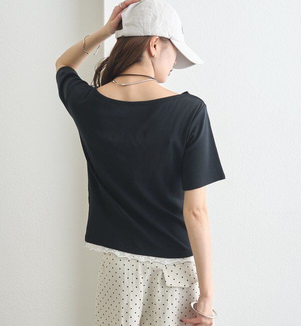  「レースドッキングオフショル半袖Tシャツ」|Tシャツ・カットソー|