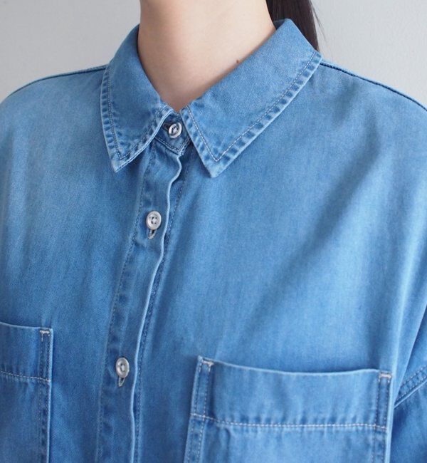  「【サイズ展開あり/初夏まで着られる】フルイドデニムシャツ」|シャツ・ブラウス|