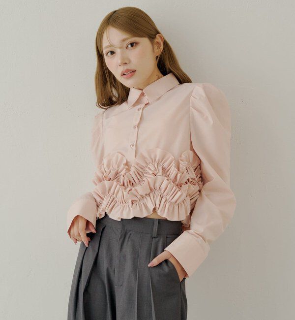  「【SALON by Chico】裾フリルデザインヘムブラウス」|シャツ・ブラウス|