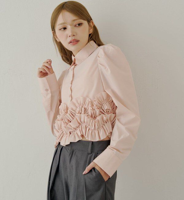  「【SALON by Chico】裾フリルデザインヘムブラウス」|シャツ・ブラウス|