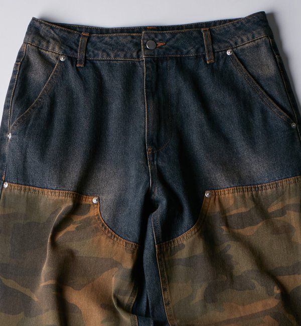  「KOOKY'Nダブルニー切り替えデニム」|デニム|