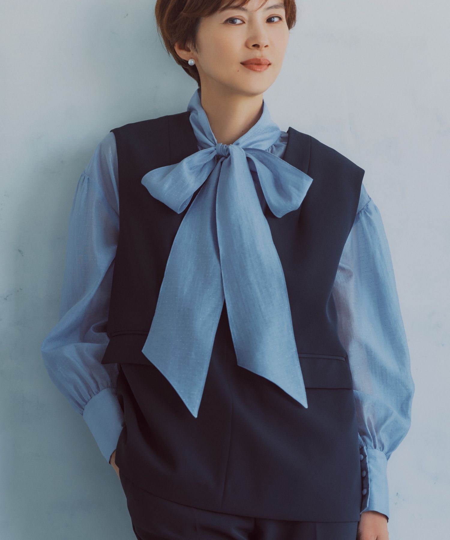A part by 「【セレモニー】Ｃ＊2WAYボウタイブラウス」|シャツ・ブラウス|ライトブルー
