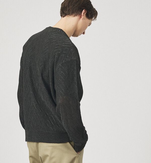 ABAHOUSE「ドライタッチ ペーパーライク クルーネックカーディガン」|カーディガン|