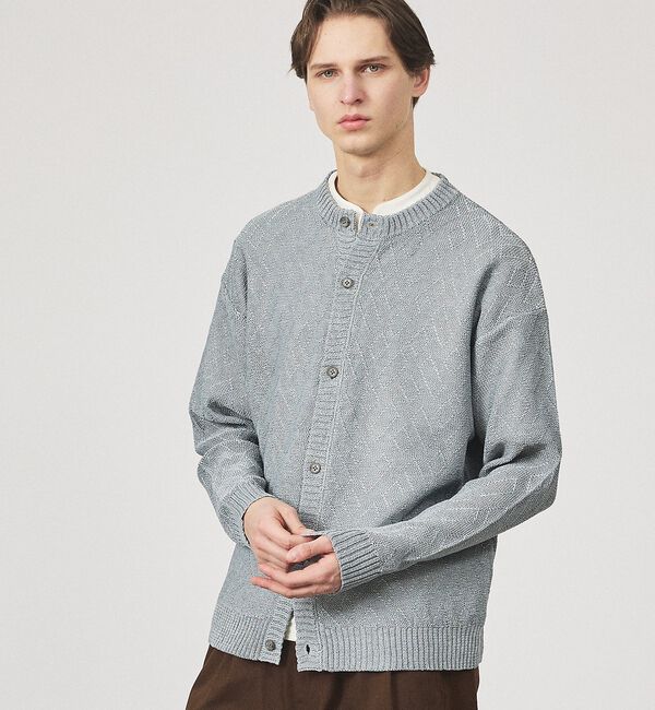 ABAHOUSE「ドライタッチ ペーパーライク クルーネックカーディガン」|カーディガン|