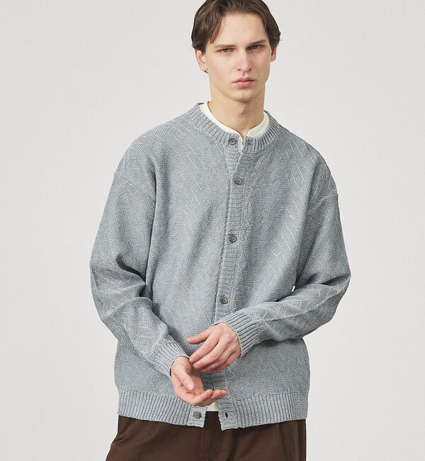 ABAHOUSE「ドライタッチ ペーパーライク クルーネックカーディガン」|カーディガン|