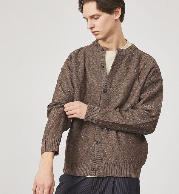 ABAHOUSE「ドライタッチ ペーパーライク クルーネックカーディガン」|カーディガン|