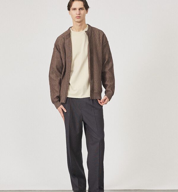 ABAHOUSE「ドライタッチ ペーパーライク クルーネックカーディガン」|カーディガン|