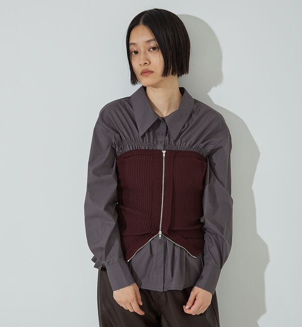 NOMINE「ビスチェ風 シャーリング シャツ」|シャツ・ブラウス|