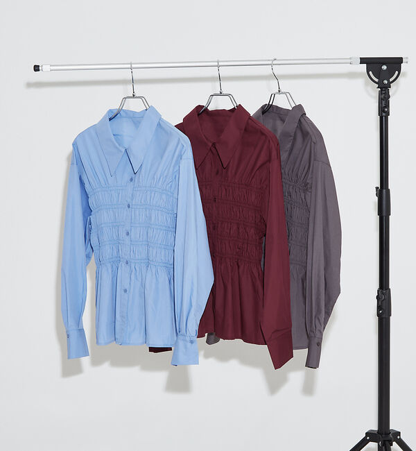 NOMINE「ビスチェ風 シャーリング シャツ」|シャツ・ブラウス|