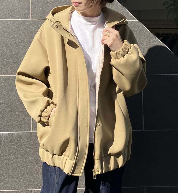 A_「【A＿/エース】HOOD ZIP ブルゾン」|ブルゾン・スタジャン|キャメル