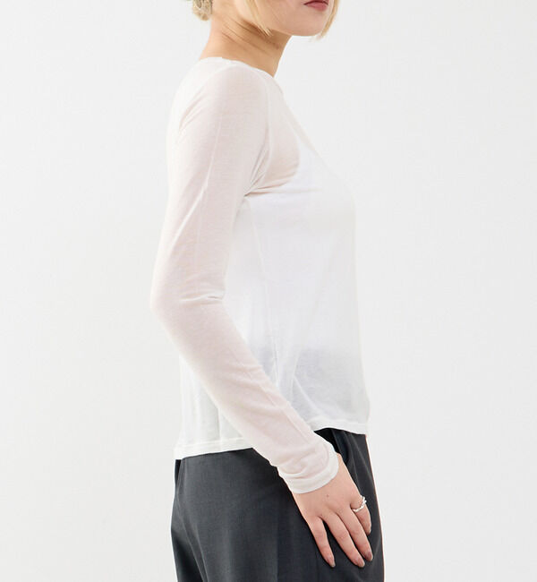 SOFFITTO「カシミヤシルク混ボートネックシアープルオーバー」|Tシャツ・カットソー|