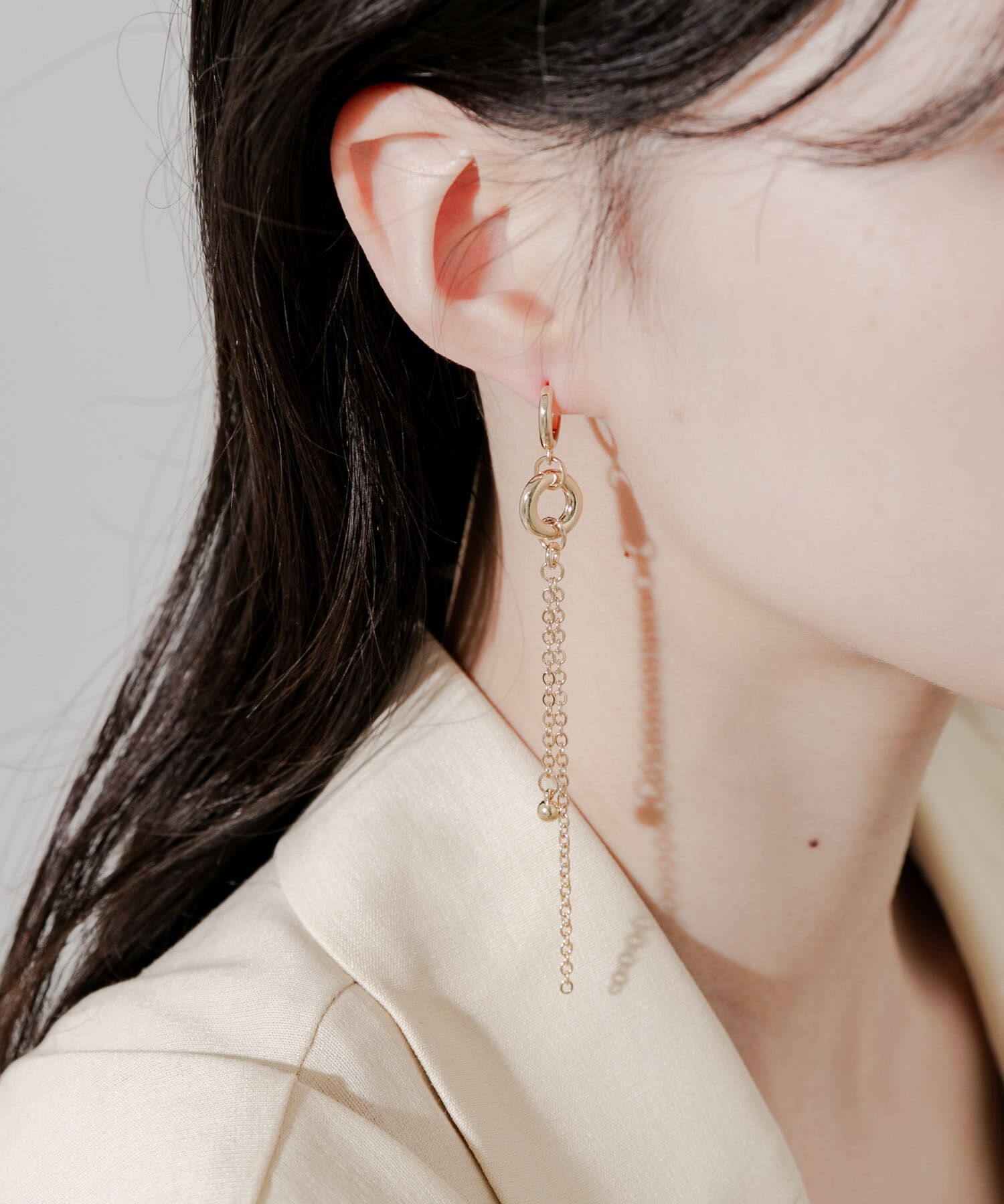 SMELLY「メタルサークルロングチェーンピアス」|ピアス|