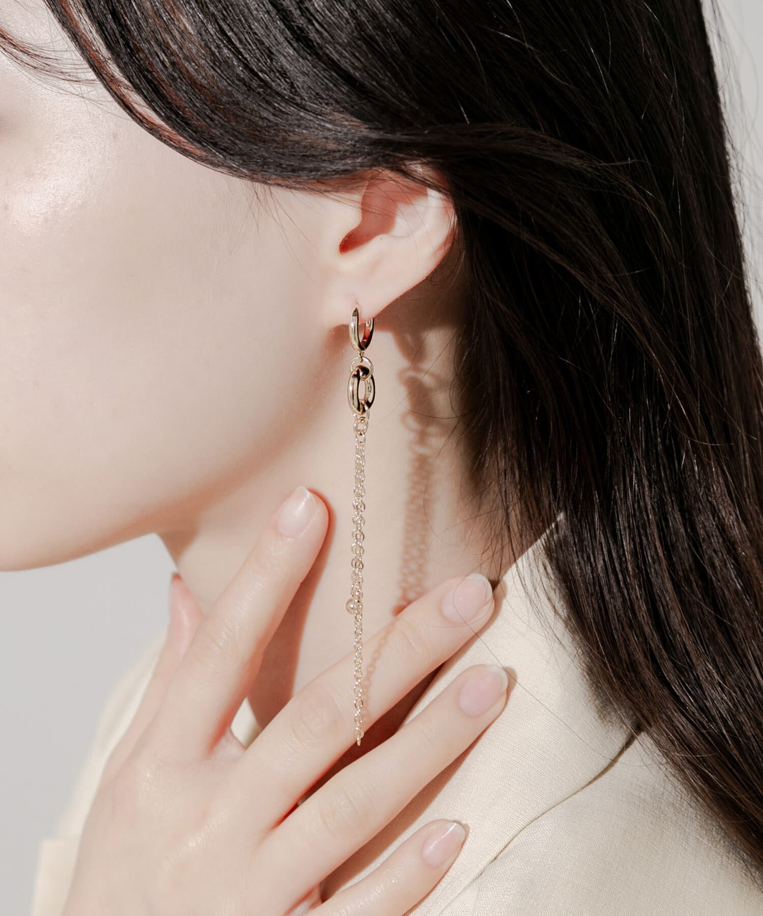 SMELLY「メタルサークルロングチェーンピアス」|ピアス|