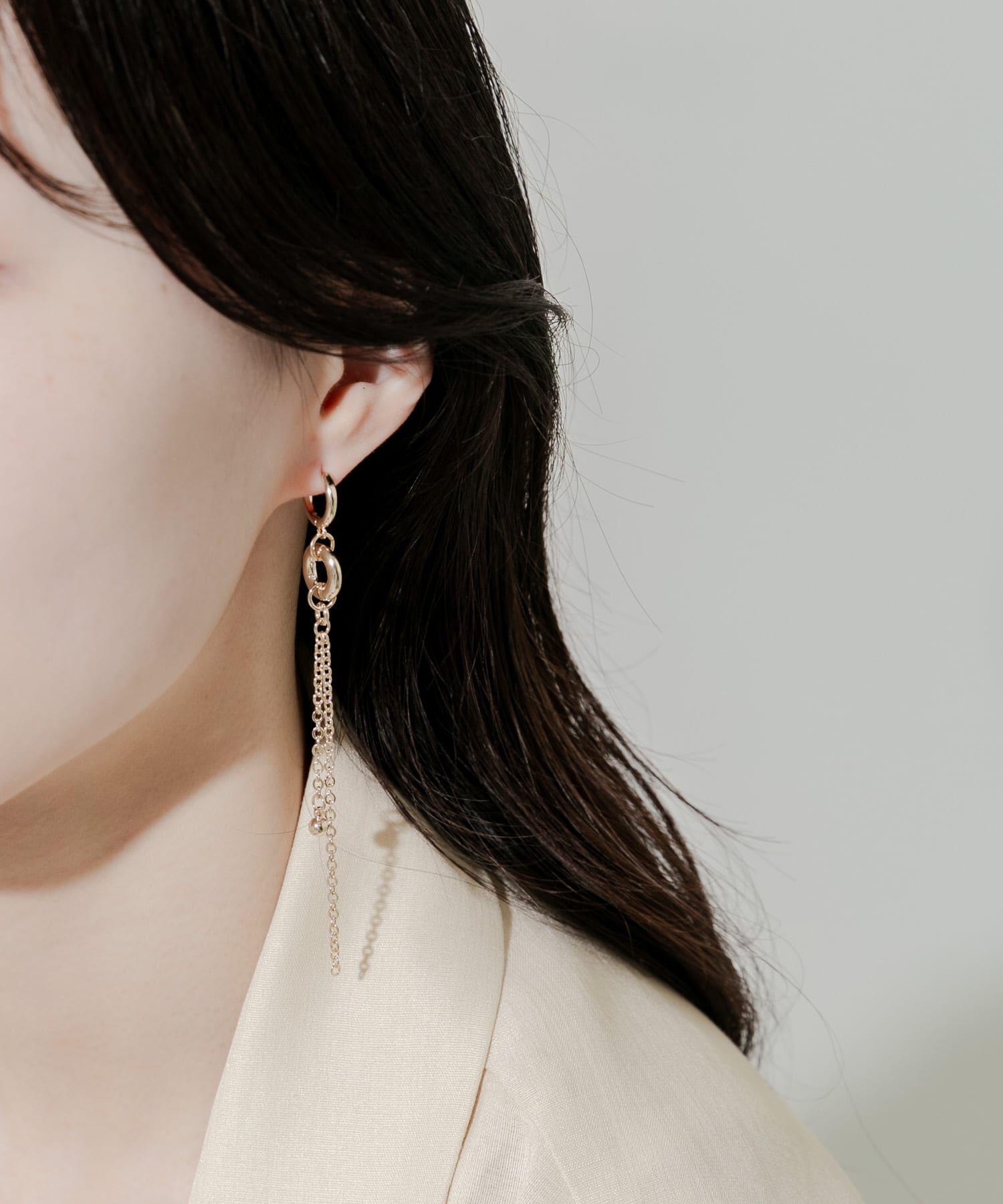 SMELLY「メタルサークルロングチェーンピアス」|ピアス|