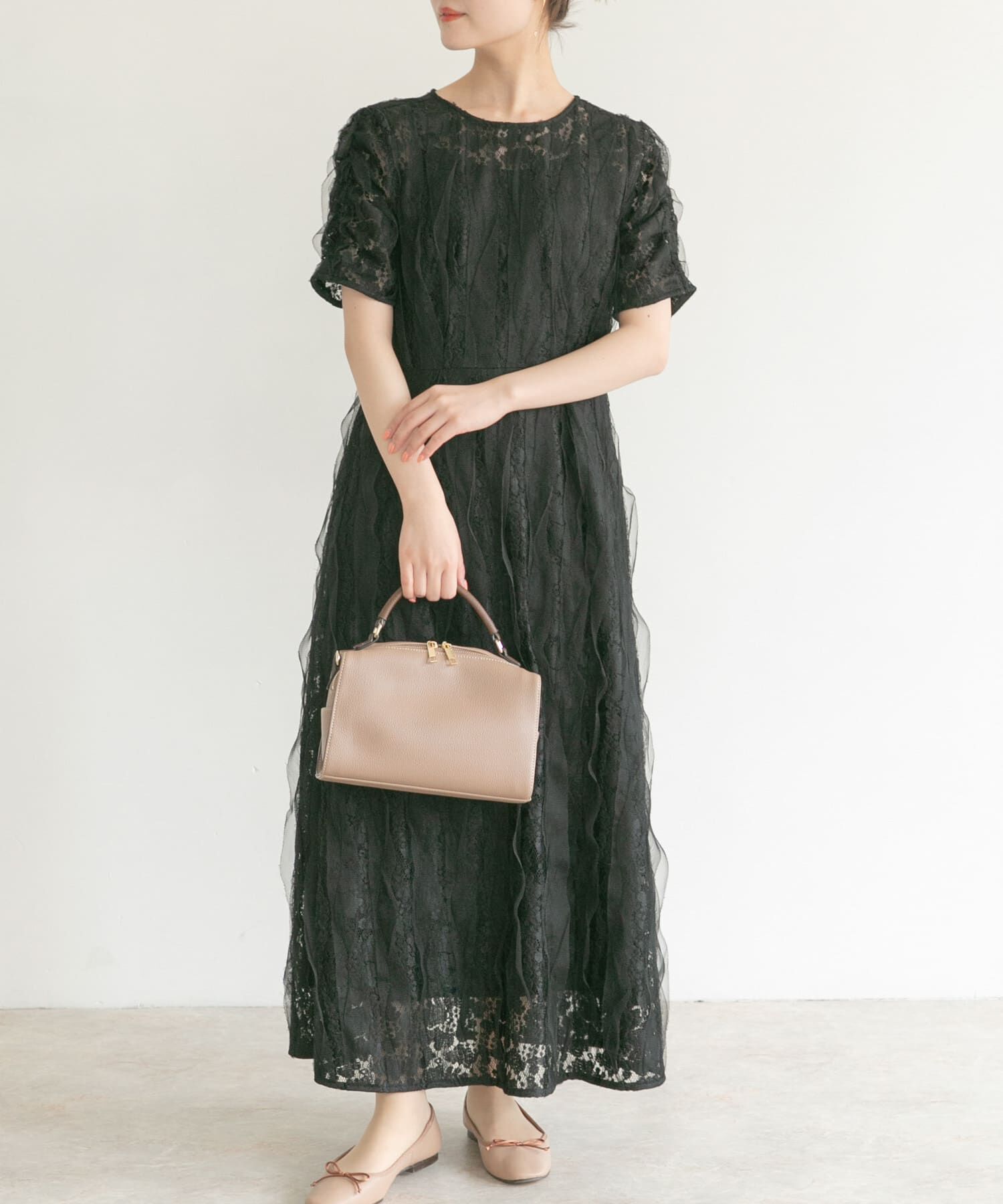 URBAN RESEARCH ROSSO「kaene　リボンチュールエプロンドレス」|ワンピース|