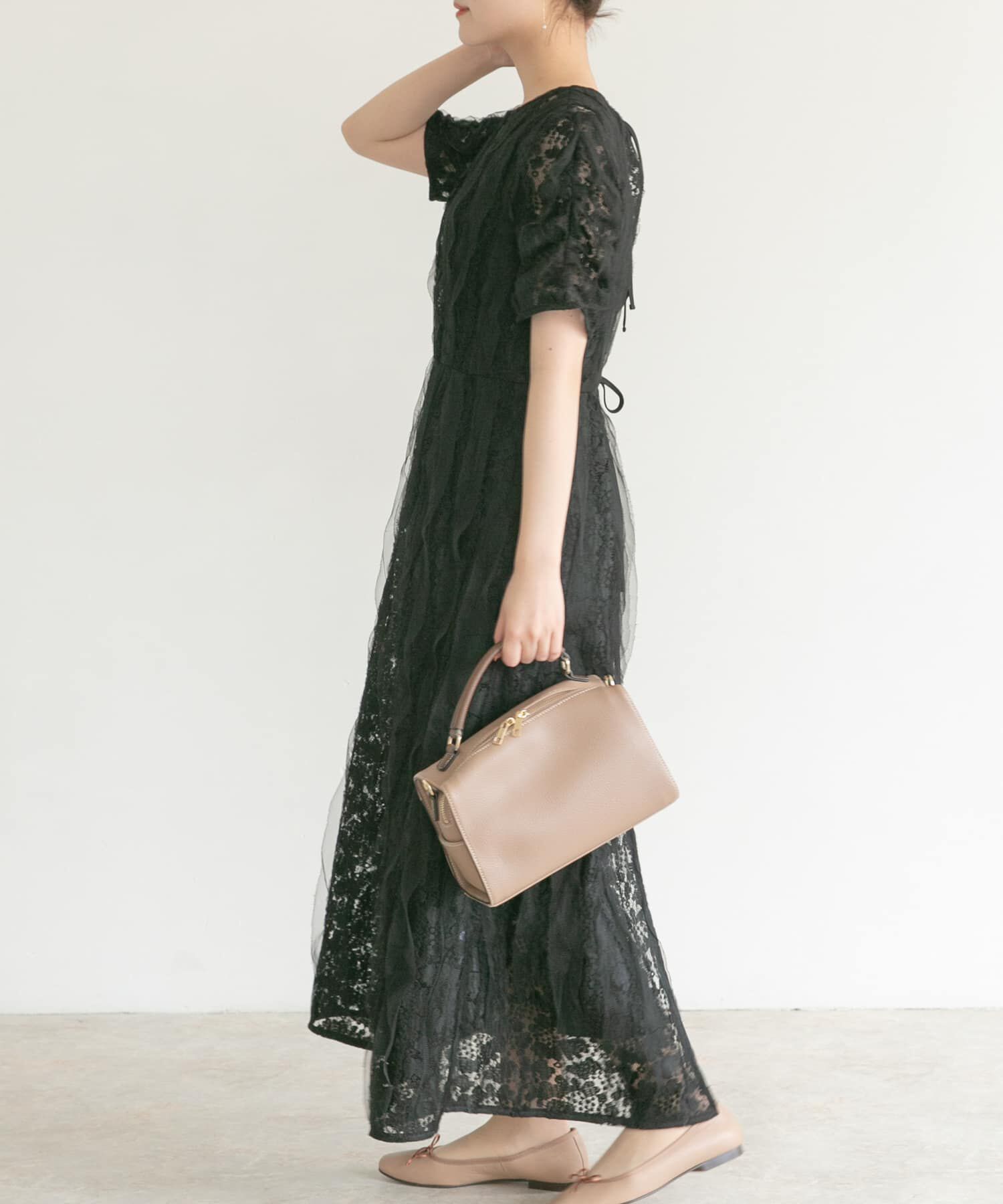 URBAN RESEARCH ROSSO「kaene　リボンチュールエプロンドレス」|ワンピース|