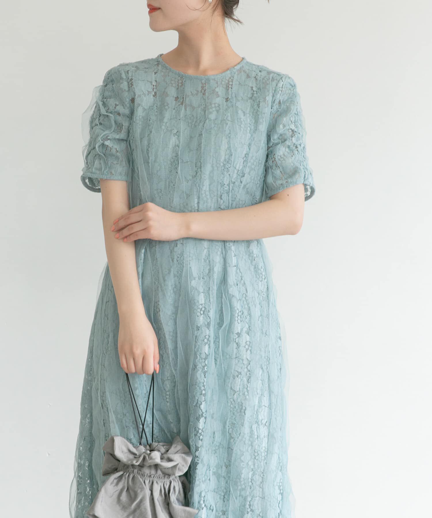 URBAN RESEARCH ROSSO「kaene　リボンチュールエプロンドレス」|ワンピース|