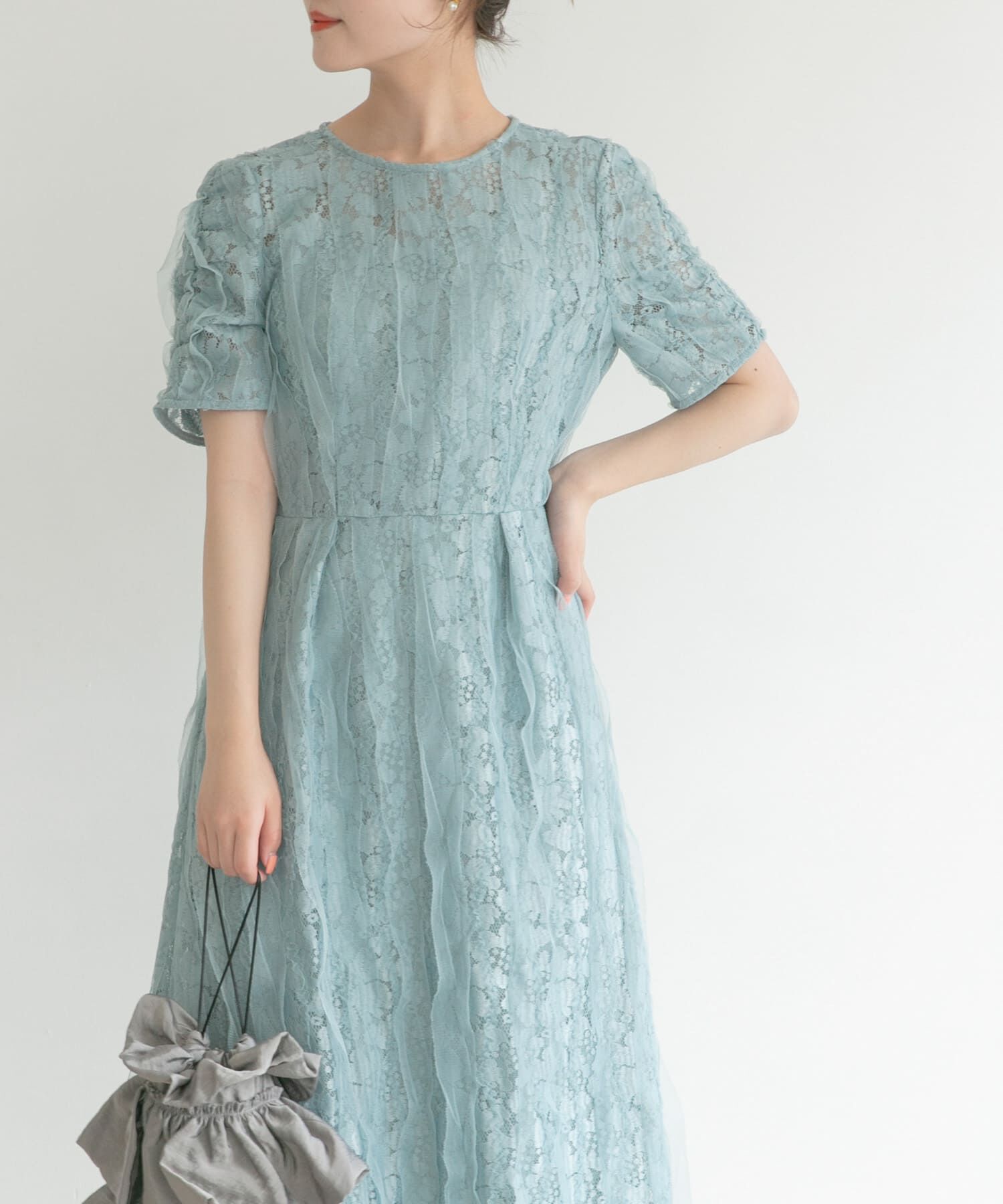 URBAN RESEARCH ROSSO「kaene　リボンチュールエプロンドレス」|ワンピース|