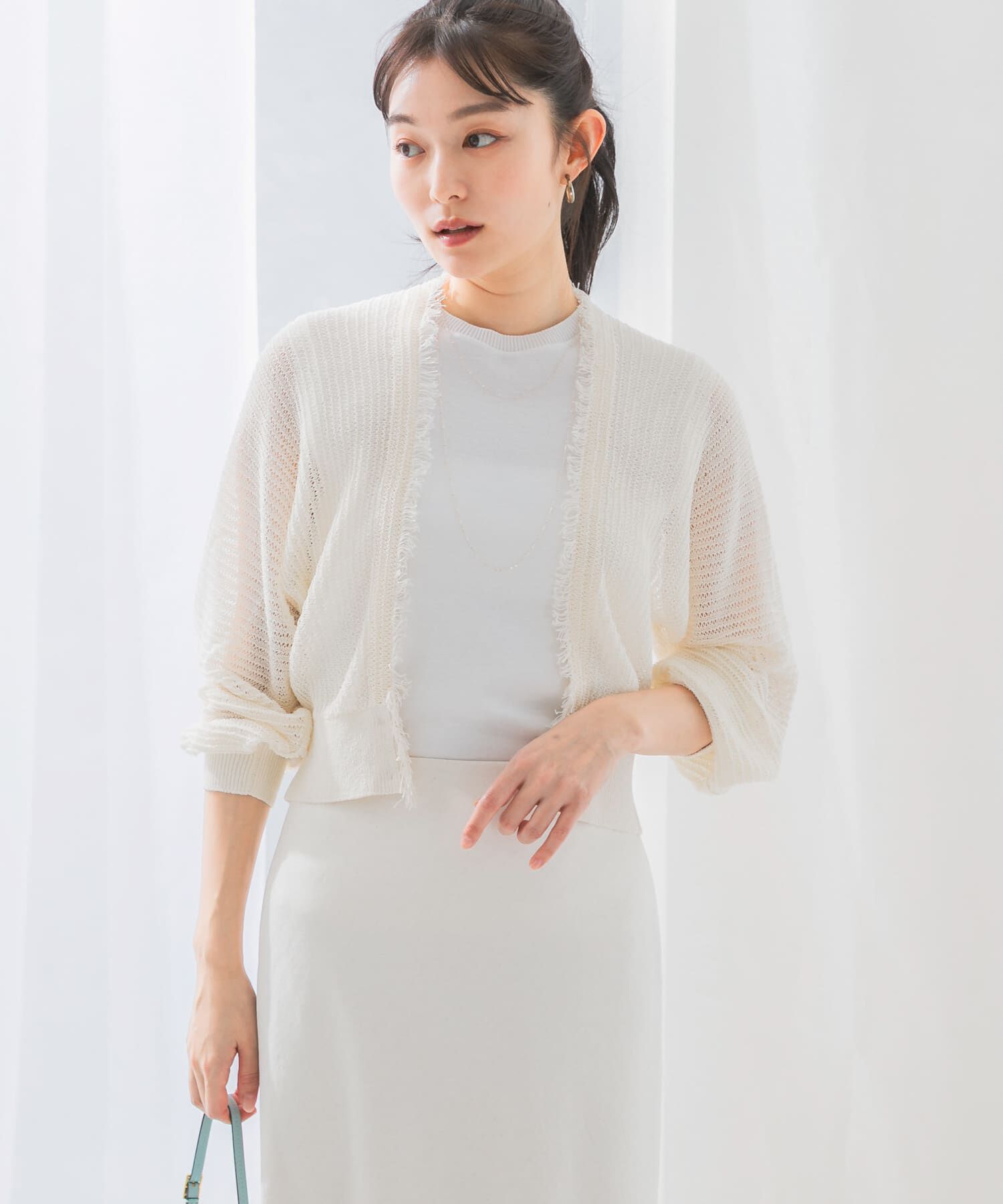 URBAN RESEARCH ROSSO「柄編みフリンジカーディガン」|カーディガン|