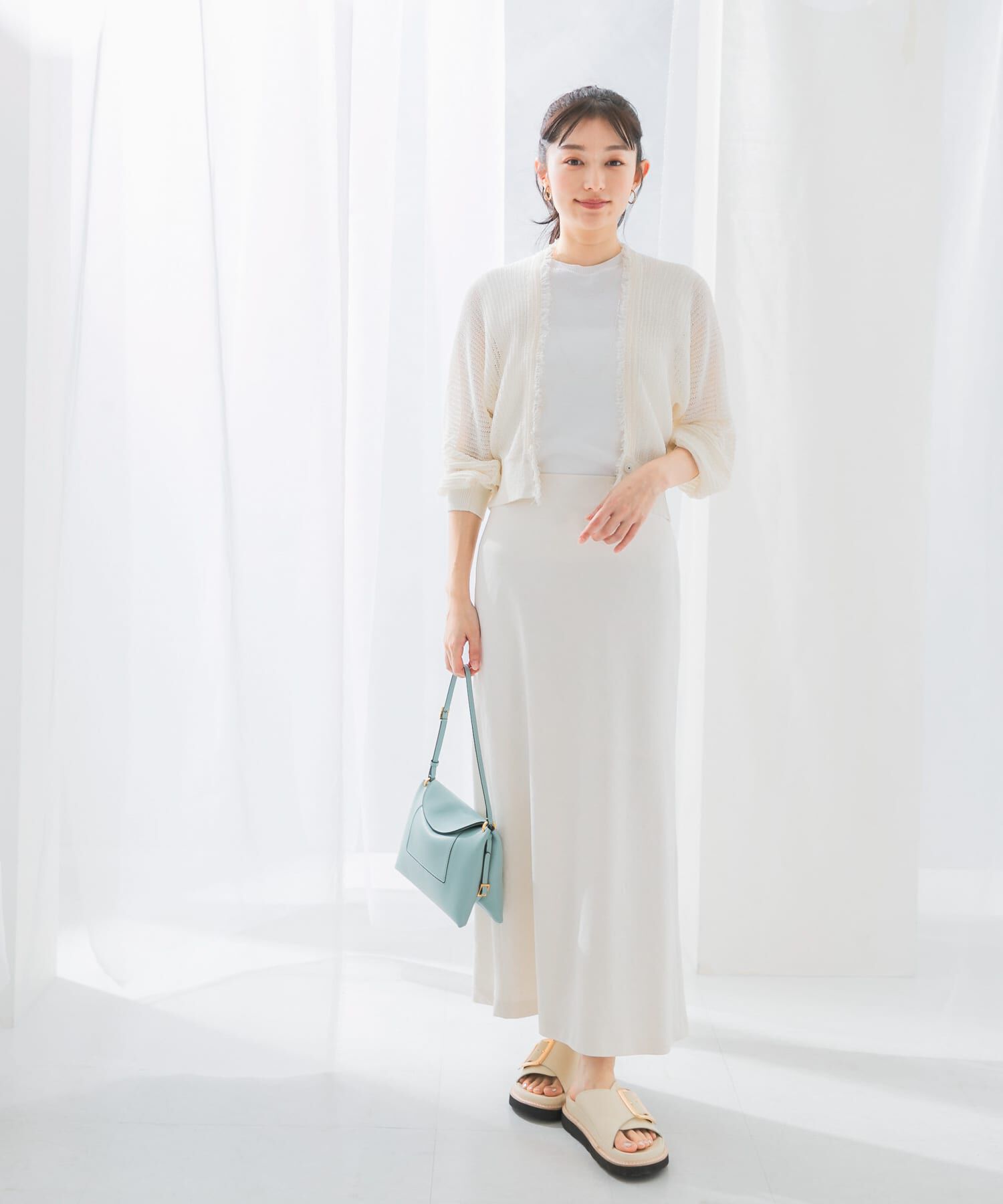 URBAN RESEARCH ROSSO「柄編みフリンジカーディガン」|カーディガン|