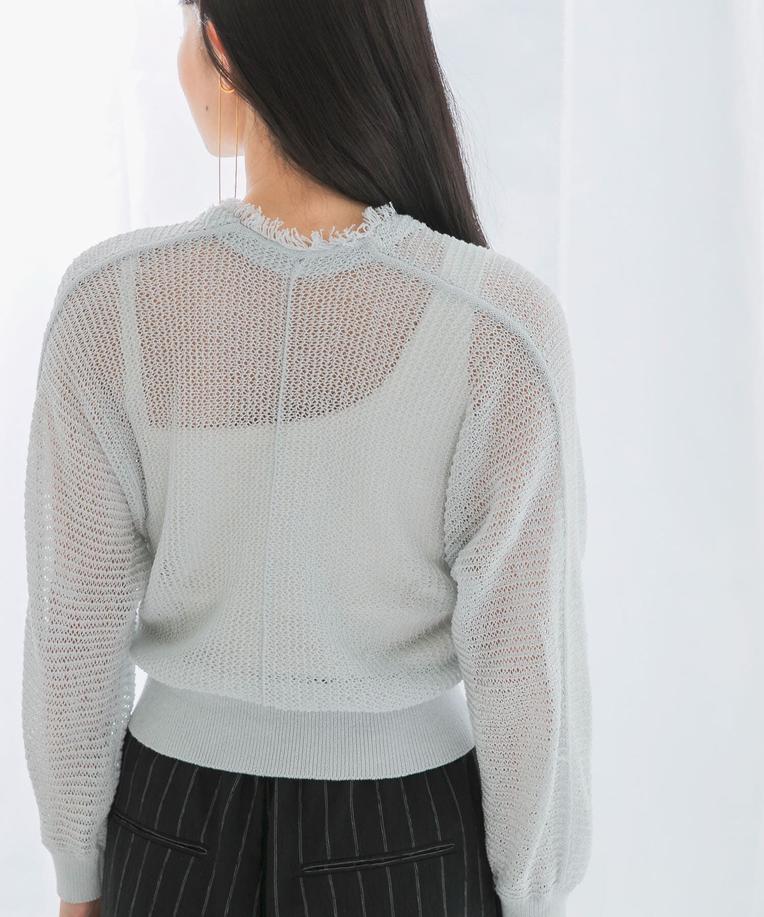 URBAN RESEARCH ROSSO「柄編みフリンジカーディガン」|カーディガン|