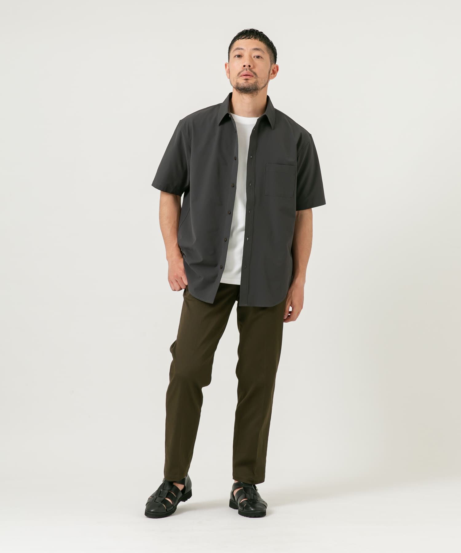 URBAN RESEARCH ROSSO「『XLサイズあり』マイクロサッカーレギュラーカラー半袖シャツ」|シャツ・ブラウス|