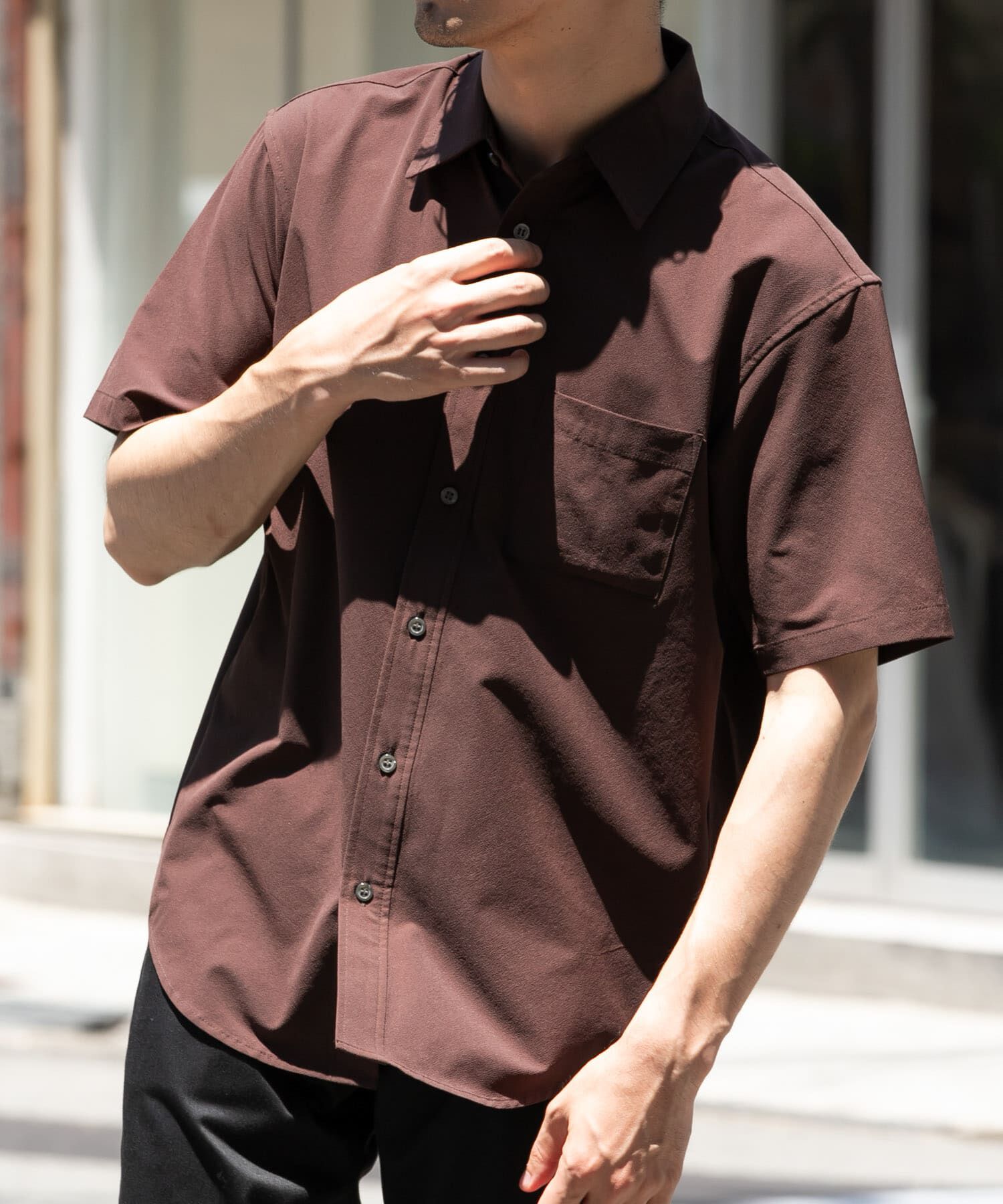 URBAN RESEARCH ROSSO「『XLサイズあり』マイクロサッカーレギュラーカラー半袖シャツ」|シャツ・ブラウス|