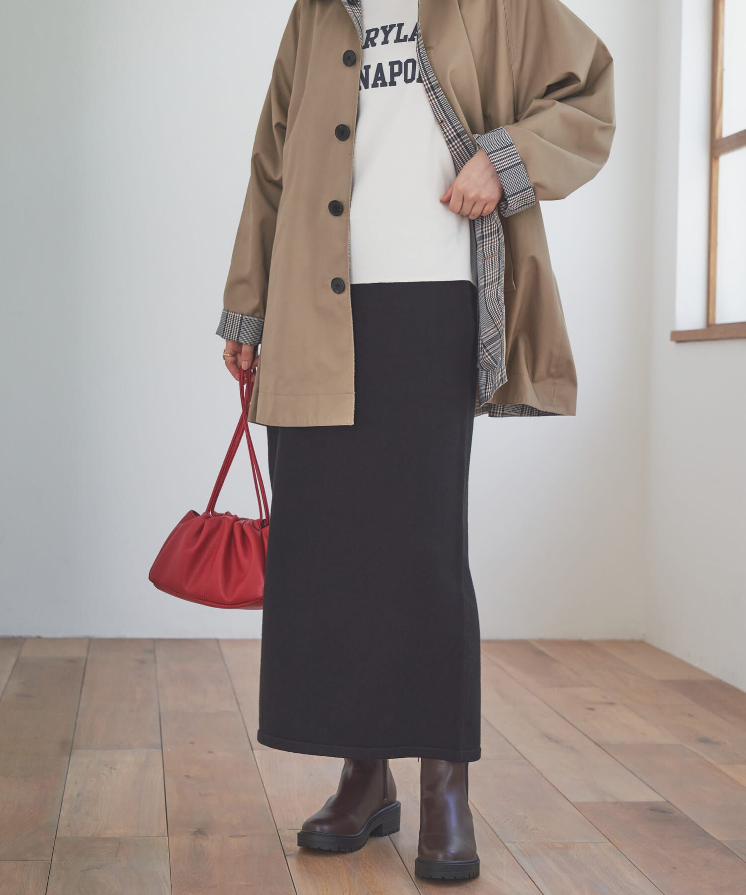 URBAN RESEARCH DOORS「『仁村紗和さん着用』『UR TECH 200日ニット』ストレートスカート」|スカート|