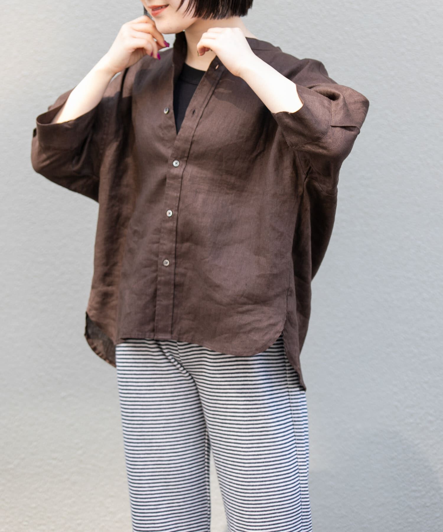 URBAN RESEARCH DOORS「FORK&SPOON　フレンチリネンショートスリーブシャツ」|シャツ・ブラウス|