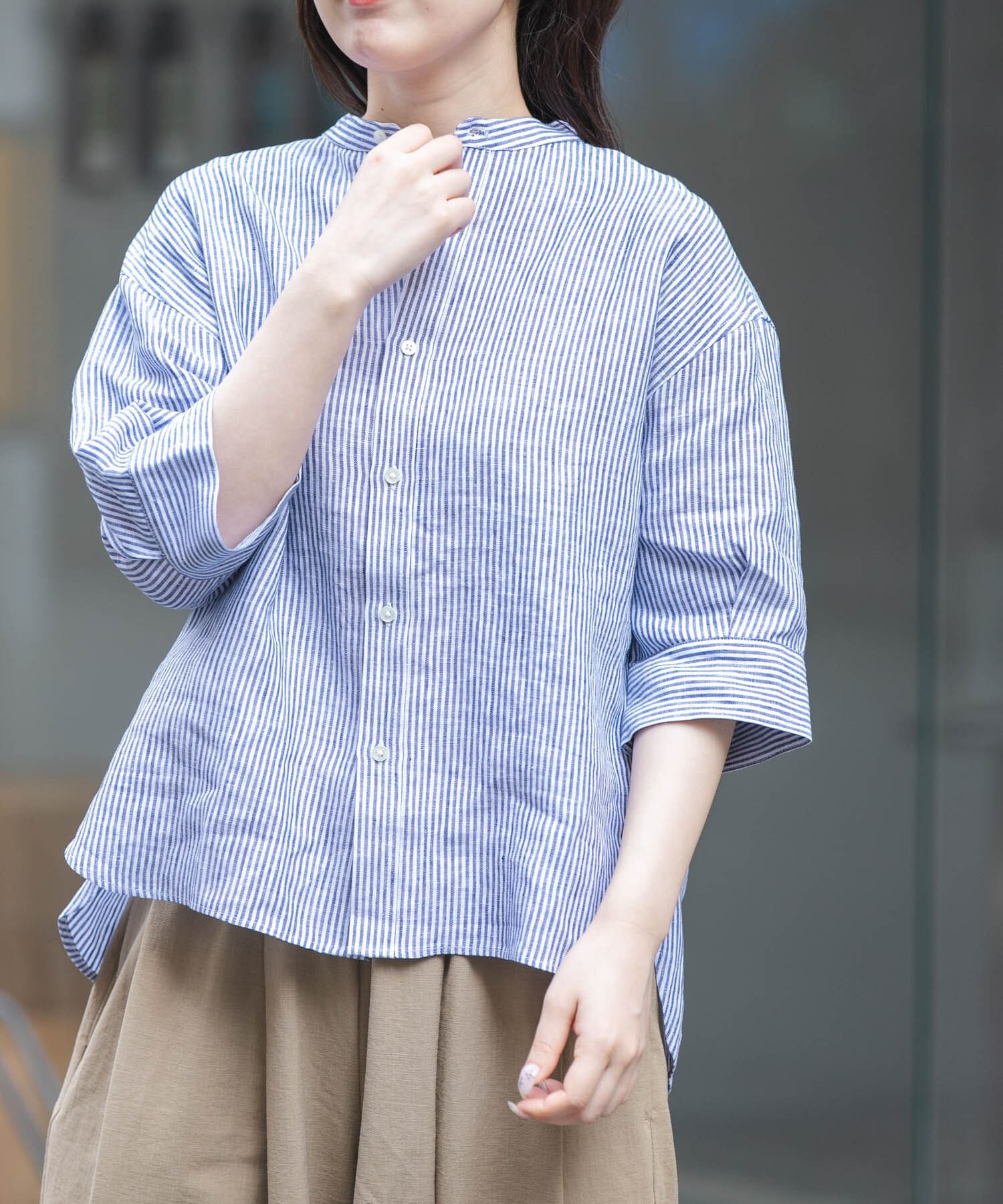 URBAN RESEARCH DOORS「FORK&SPOON　フレンチリネンショートスリーブシャツ」|シャツ・ブラウス|