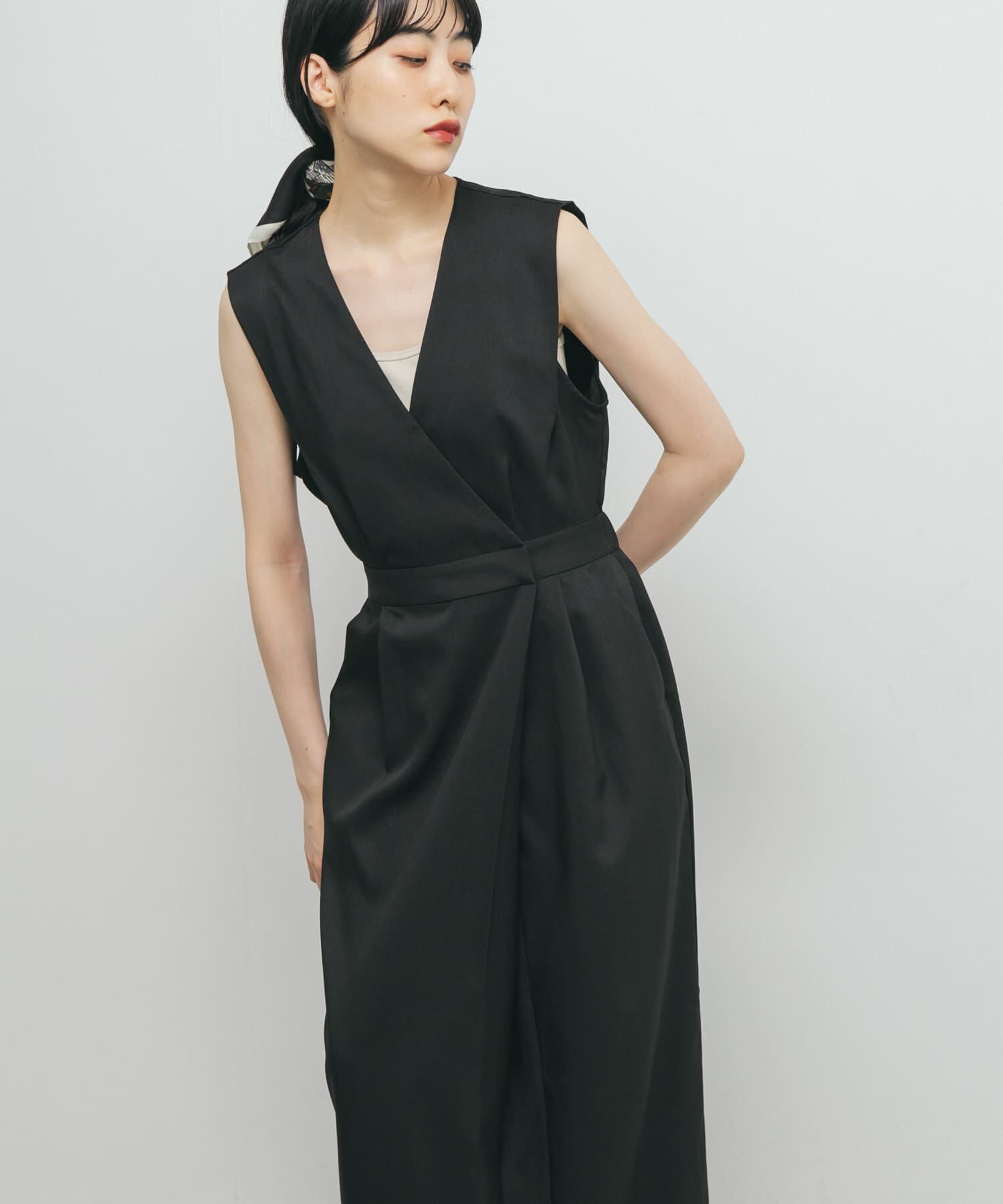  「カシュクールラップジャンパースカート」|ワンピース|