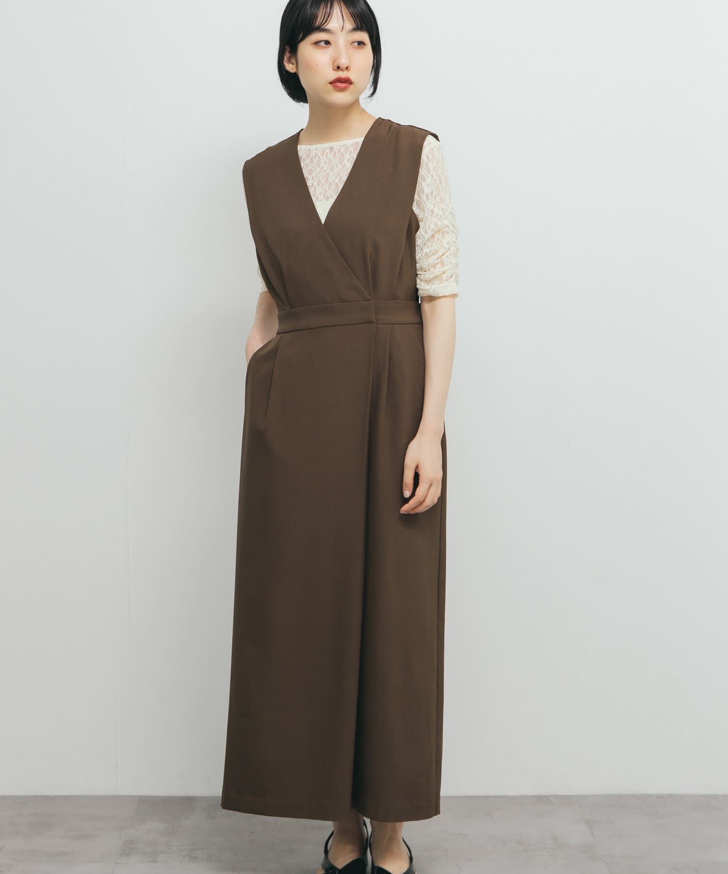  「カシュクールラップジャンパースカート」|ワンピース|