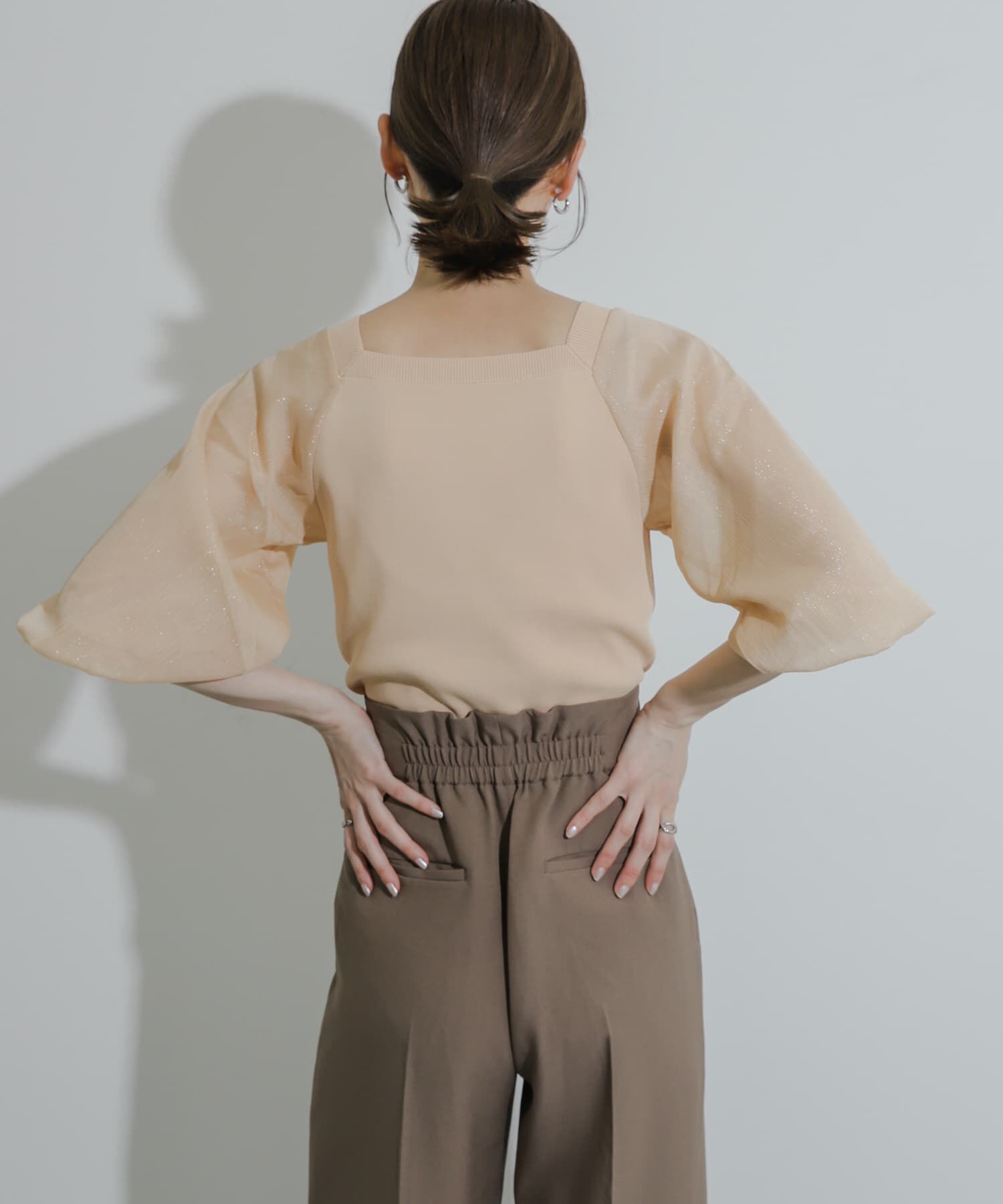 SENSE OF PLACE by URBAN RESEARCH「シアーボリュームスリーブセーター(5分袖)」|ニット・セーター|