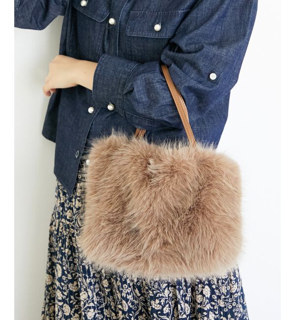  「《ランキング1位》フェイクファー2WAYバッグ」|ハンドバッグ|ベージュ