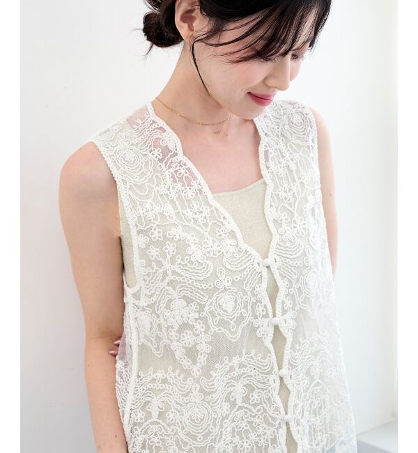  「TORRAZZO DONNAエンブロイダリーレースベスト」|ベスト・ジレ|