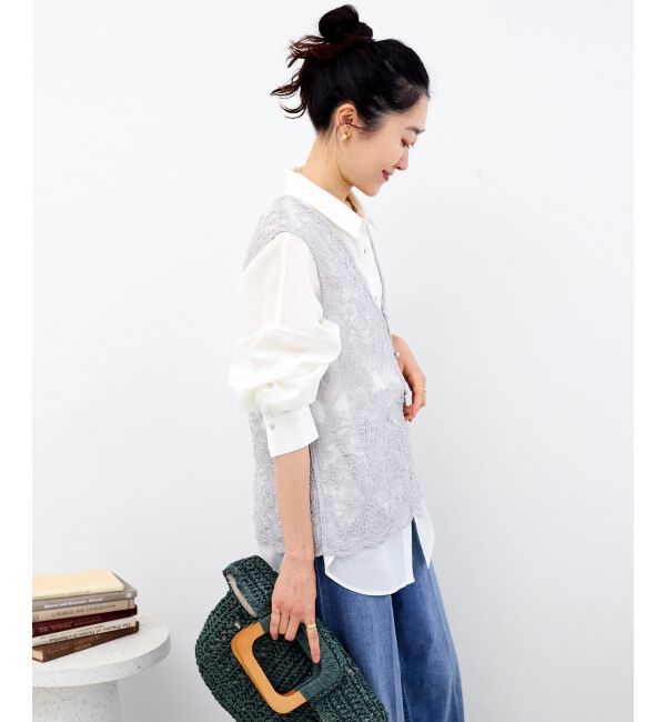  「TORRAZZO DONNAエンブロイダリーレースベスト」|ベスト・ジレ|