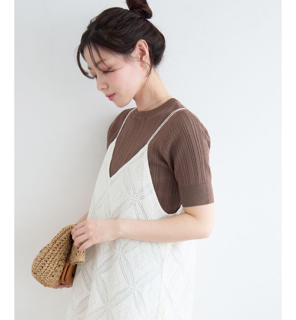  「パッチワーク風レースキャミワンピース」|ワンピース|