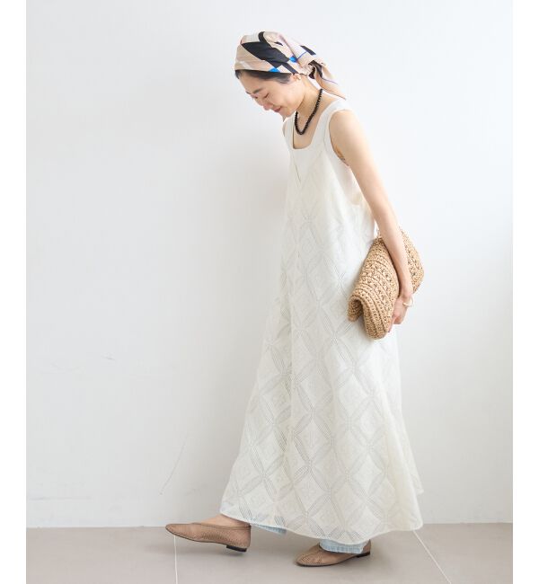  「パッチワーク風レースキャミワンピース」|ワンピース|