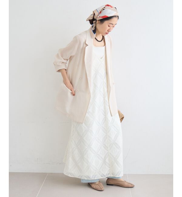  「パッチワーク風レースキャミワンピース」|ワンピース|