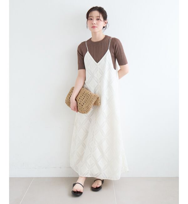  「パッチワーク風レースキャミワンピース」|ワンピース|