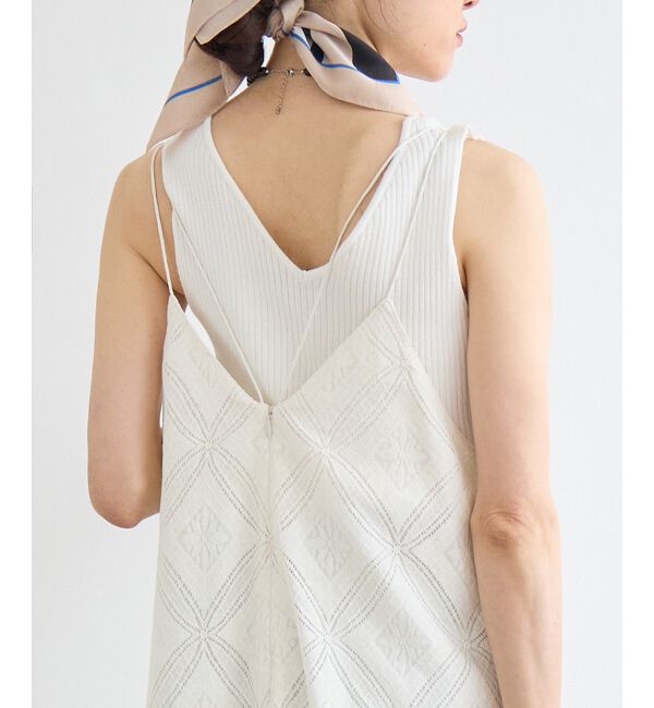  「パッチワーク風レースキャミワンピース」|ワンピース|