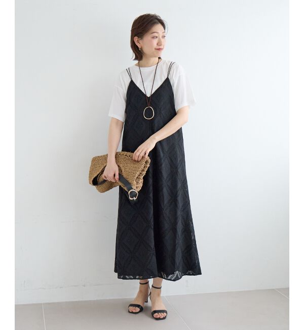  「パッチワーク風レースキャミワンピース」|ワンピース|