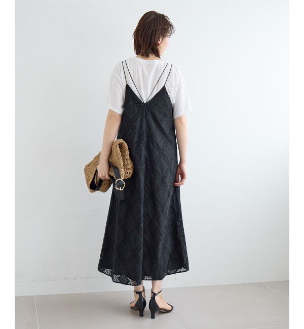  「パッチワーク風レースキャミワンピース」|ワンピース|