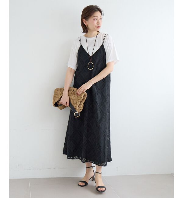  「パッチワーク風レースキャミワンピース」|ワンピース|