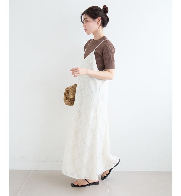  「パッチワーク風レースキャミワンピース」|ワンピース|