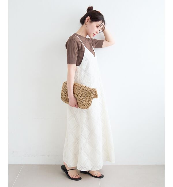  「パッチワーク風レースキャミワンピース」|ワンピース|