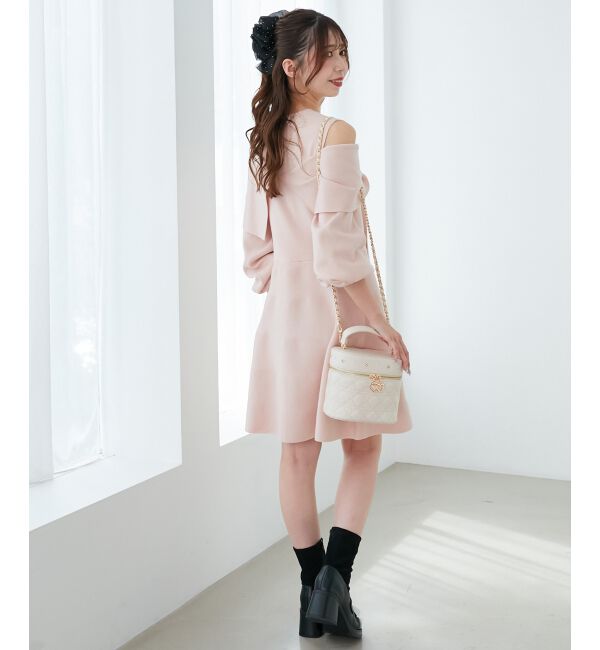  「ビジューリボンニットミニワンピース」|ワンピース|