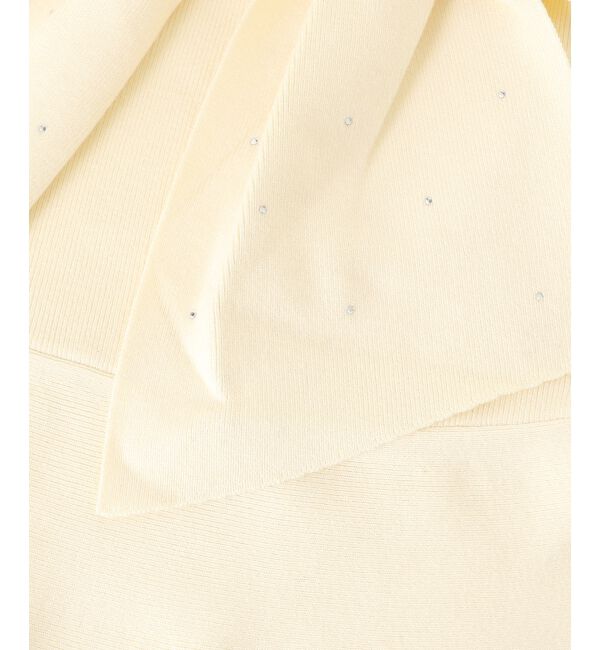  「ビジューリボンニットミニワンピース」|ワンピース|